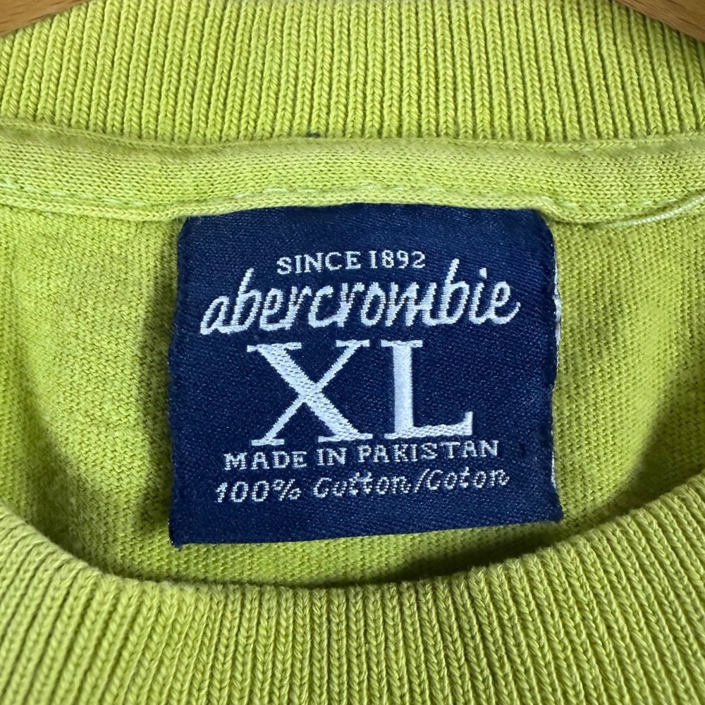 Abercrombie Graphic Tee Mens XL Lime Green Good NY Athletics Winged Foot Cotton - Picture 4 of 6